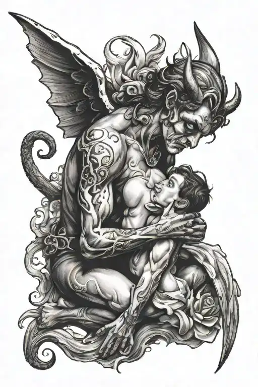 A Devil Kissing An Angel