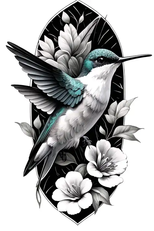 Hummingbird And Flowers