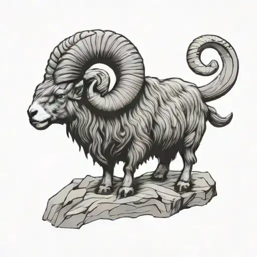 Viking Mountain Ram In Black And White