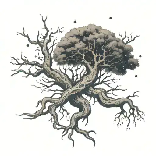 Cancer Constellation Intertwined With Tree Roots Reaching Deep