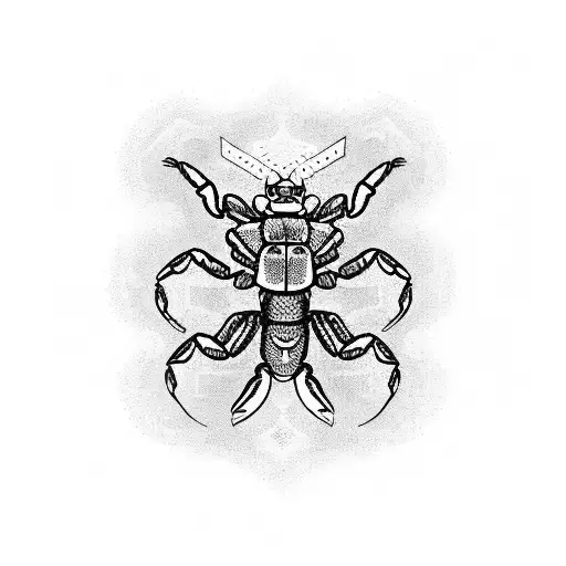 A Scorpion Surrounded By Symbols And Patterns Representing Different Cultures