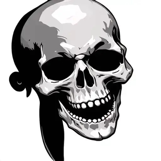 Pirate Skull Side View Open Mouth