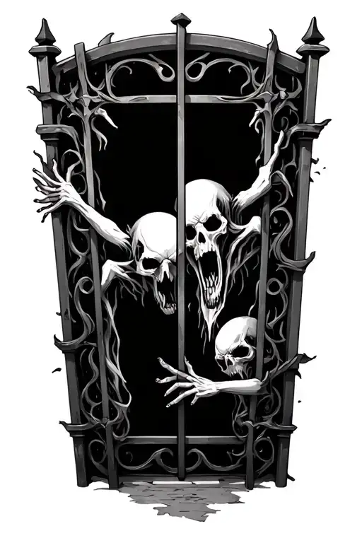 Dead Creatures Reaching Through Metal Gates