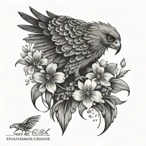 Hawk And Forget Me Not Flowers Trible