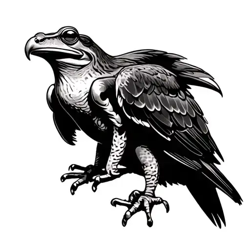 Coqui Frog And Eagle Perched