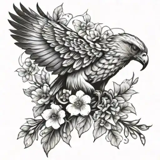 Hawk And Forget Me Not Flowers Trible