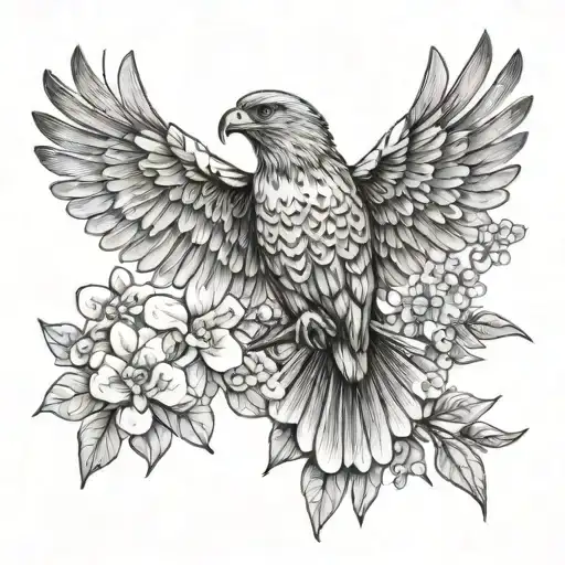 Hawk And Forget Me Not Flowers Blooming