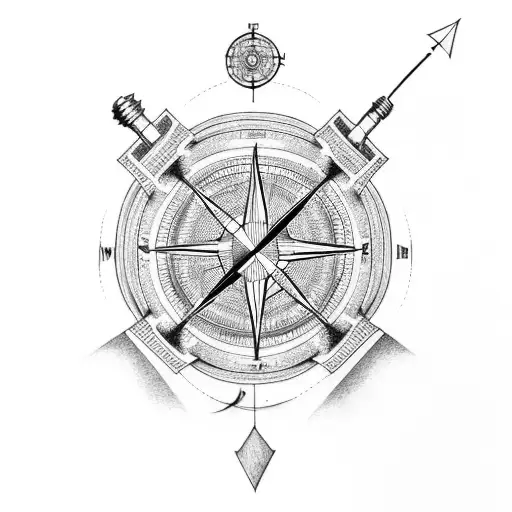 Fine Line Tattoo With Compass And A Lightbulb Lines Arrow
