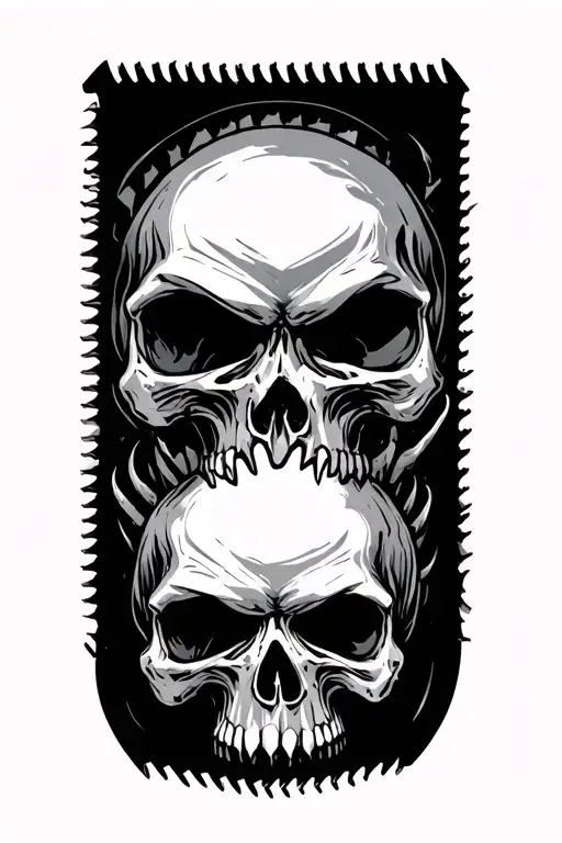 Saw Blade With Skulls Facing Each Other
