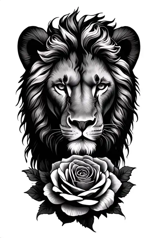 Lion And Rose Intertwined