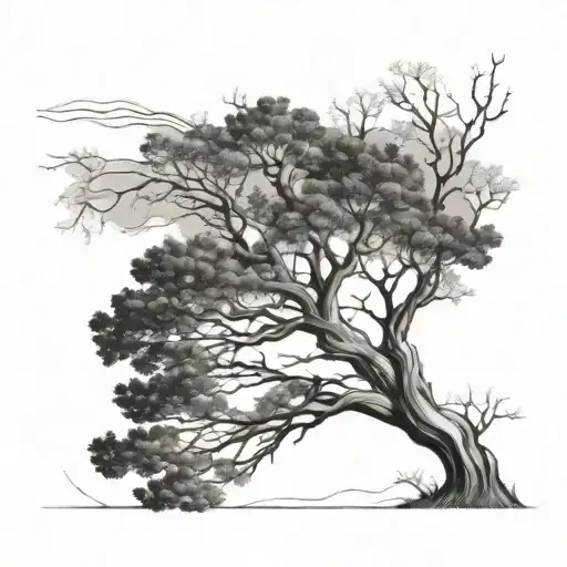 A Tree Drawing That Starts With Just Lines And Ends Complet