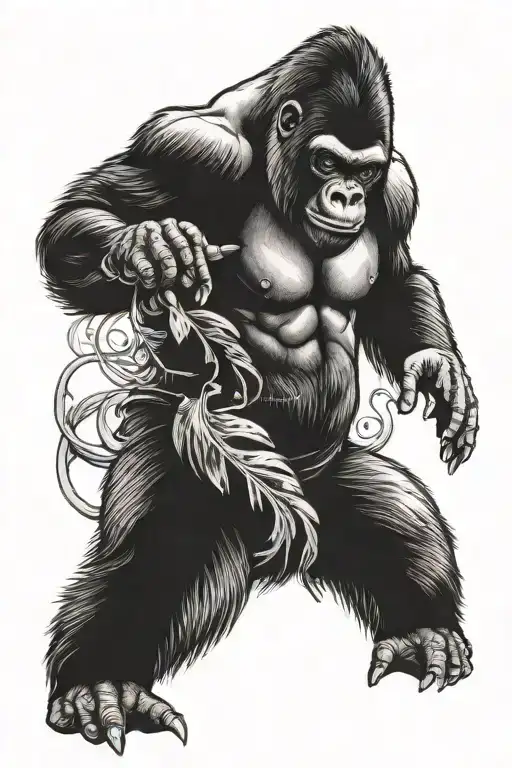 Gorilla On All Fours Half Sleeve
