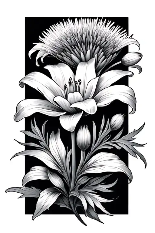 A Thistle And Lily Flower