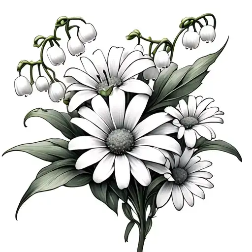Lily Of The Valley Flower And Daisy Flower