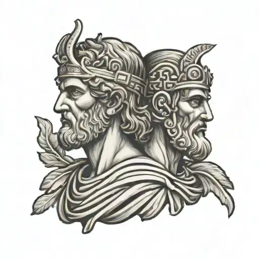 Janus Roman God With Black Rectangle Behind