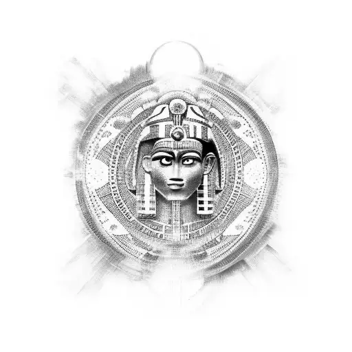 An Abstract Representation Of A Spiritual Concept Inspired By Ancient Aztec Or Egyptian Art