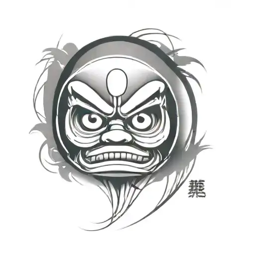 Daruma Doll Black And Grey