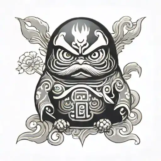 Daruma Doll Black And Grey