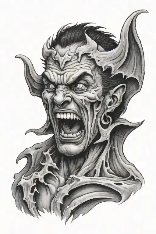 Screaming Man With Demon Wing