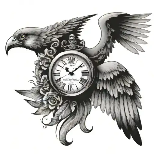 Clock Face With Wing Spread