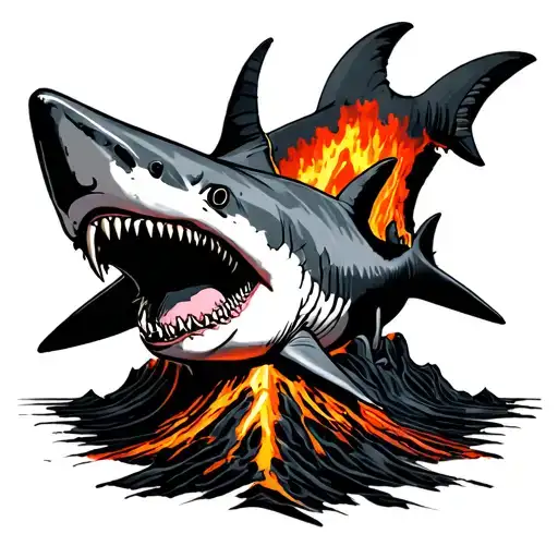 Volcano And Shark