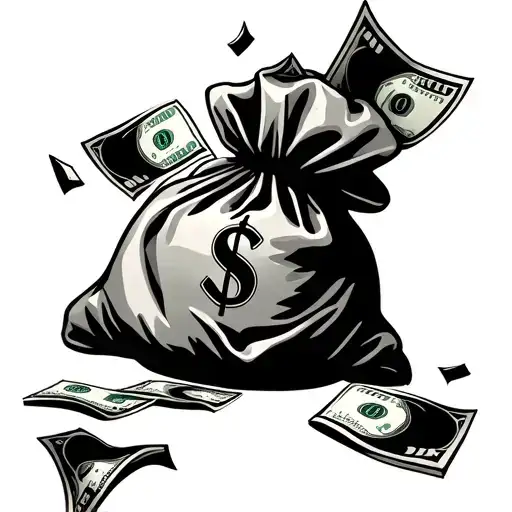 Money Bag With Money Falling Out