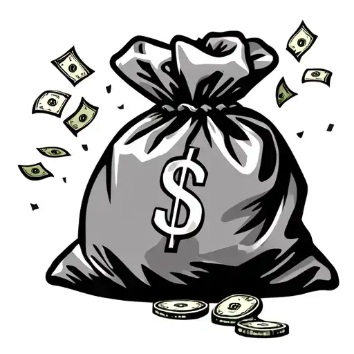 Money Bag With Money Falling Out