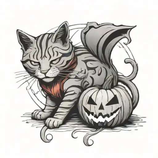 I'll Draw A Red Cat Sleeping On A Pumpkin King N