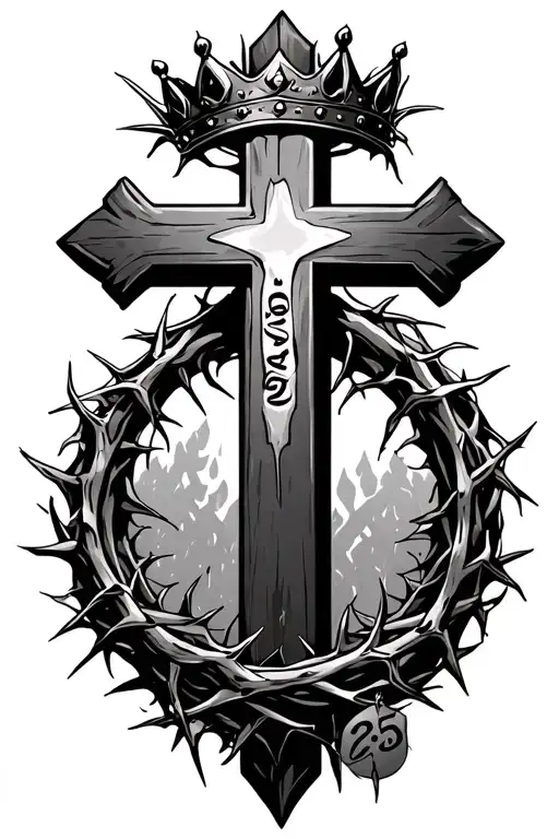 Cross With Crown Of Thorns Hanging On It With 3-9-25 Under It