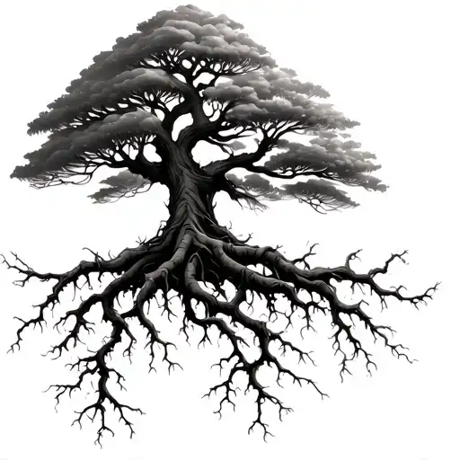 Tree Growing With Roots