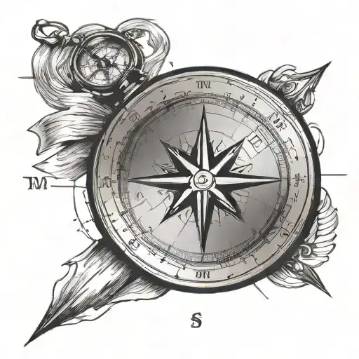 Compass With Banner With Coordinates