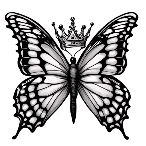 Butterfly Into Script With Crown