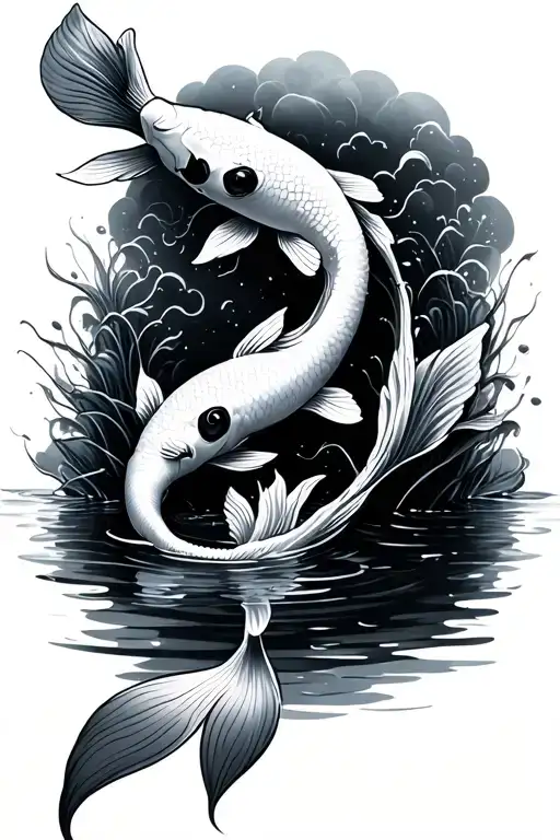Koi Fish Pond With River Flowing