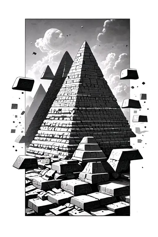 Egyptian Pyramid Being Built With Blocks Floating In Air