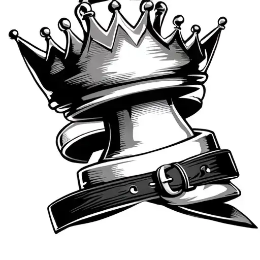 King Chess Piece Black Tilted With Bjj Black Belt