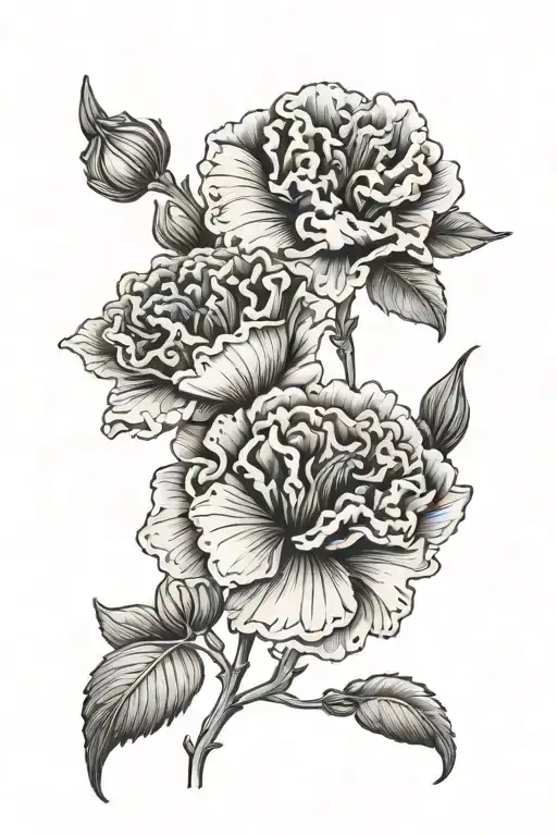 Carnation And Sweet Pea Birth Flower Intertwined