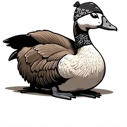 Cartoon Goose Layed Back With A Bandana On His Head
