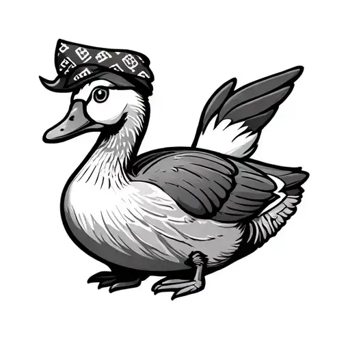 Cartoon Goose Layed Back With A Bandana On His Head