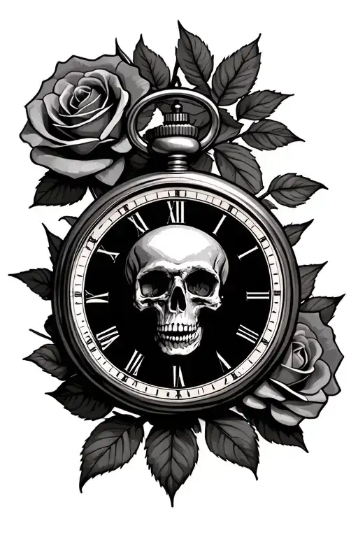 Death Date With Pocket Watch And Roses