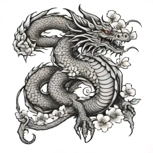Dragon With Cherry Blossom