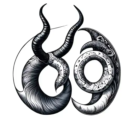 Capricorn & Cancer Zodiac Symbol Intertwined For Lovers