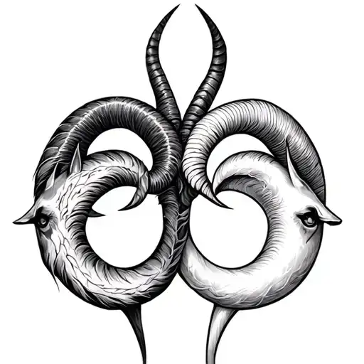 Capricorn & Cancer Zodiac Symbol Intertwined For Lovers