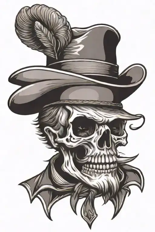 Skull With Cowboy Hat And Handlebar Mustache Sailor Jerry