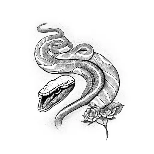 Snake And Flowers