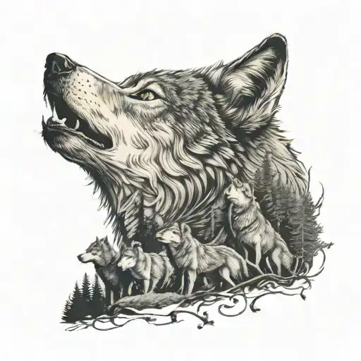 Wolf Surrounded By Wolves Howling Out In Nature I Wanna See The Whole Body