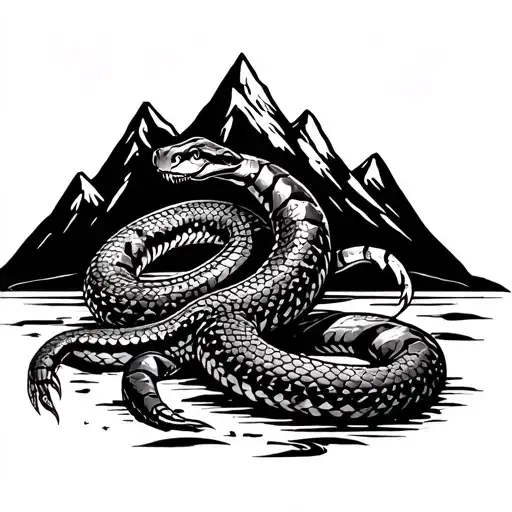 A Snake And A Scorpion With Mountain In Background