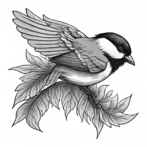 Chickadee Flying With Date 12-13-24