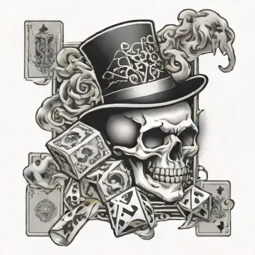 Tattoo Stencil Lowrider Dice Money Cards Skulls Smoke