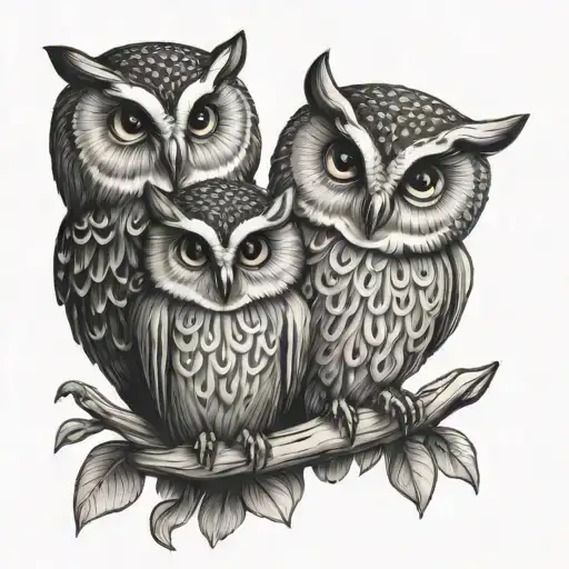 Mom And Baby Owls Representing The Bond