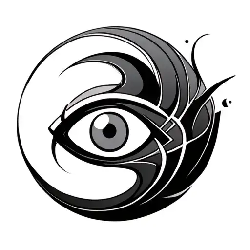 A Circle Wave With A Stylized Eye Symbol In The Centre